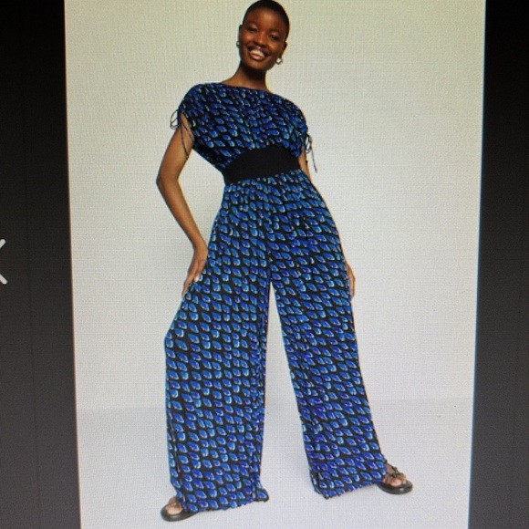Diane Von Furstenberg Blue Jumpsuit DVF Andra, Betta Scales design - Picture 3 of 9